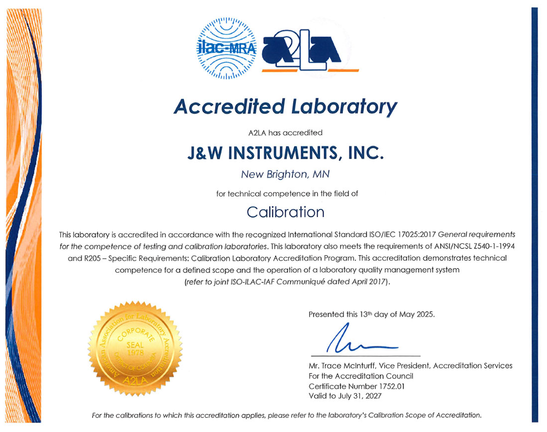A2LA 2023 Certificate